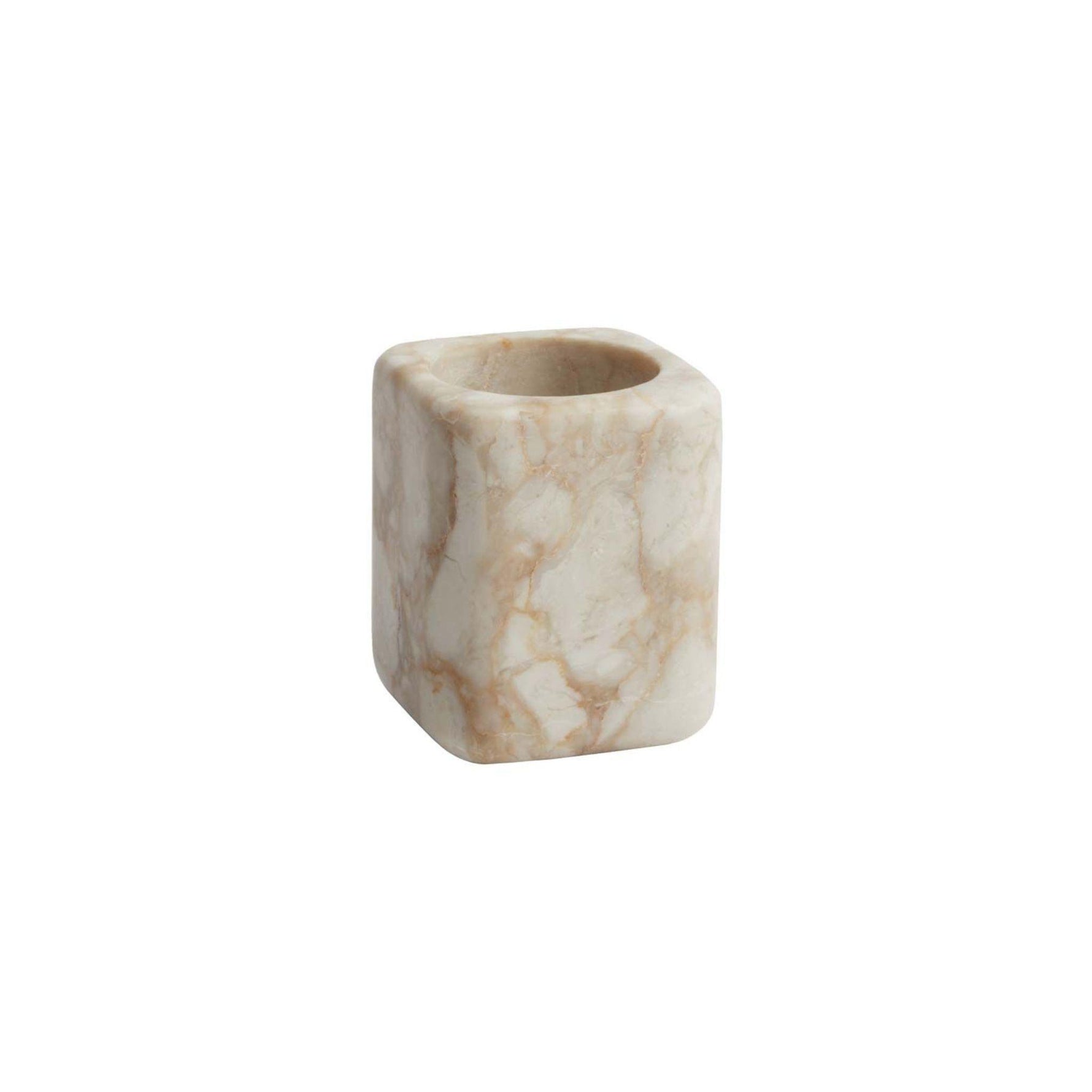Aquanova Blake beker Desert 118 van beige natuursteen als tandenborstelhouder